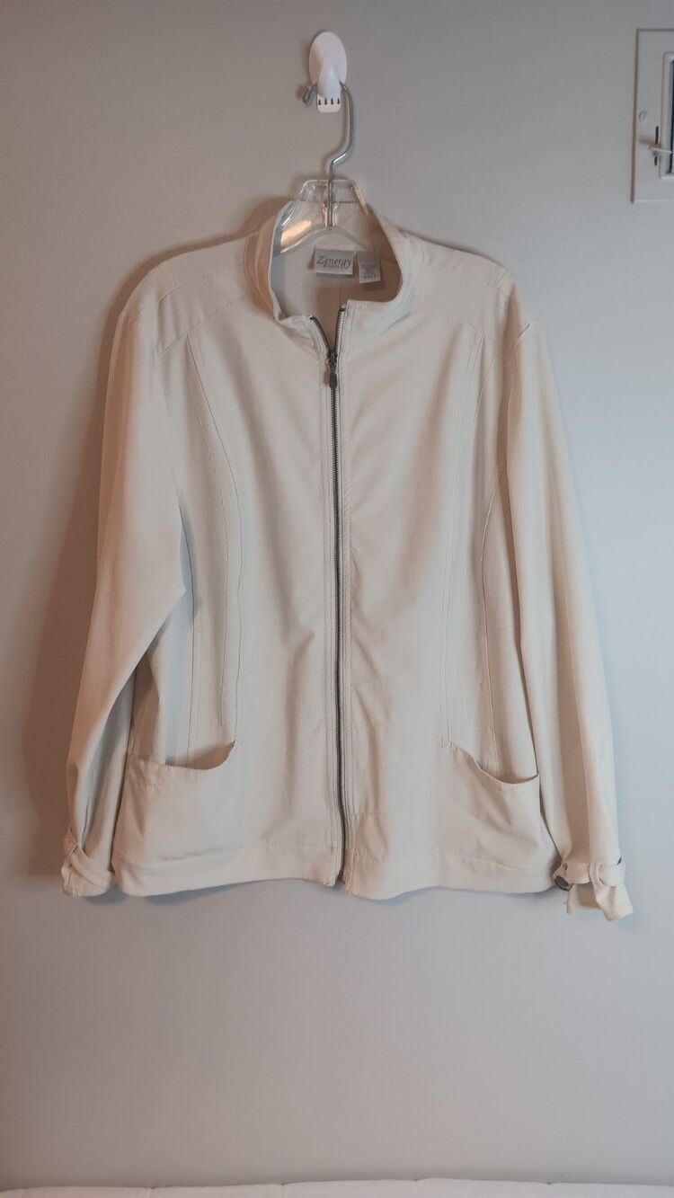 Zenergy By Chico's Jacket Lightweight Sz 3 Womens XL Ivory Color Utility